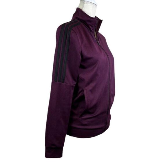 Adidas Tiro Women's Track Jacket 3 Stripe Wine Color Size Small Zipper Front - Picture 2 of 6